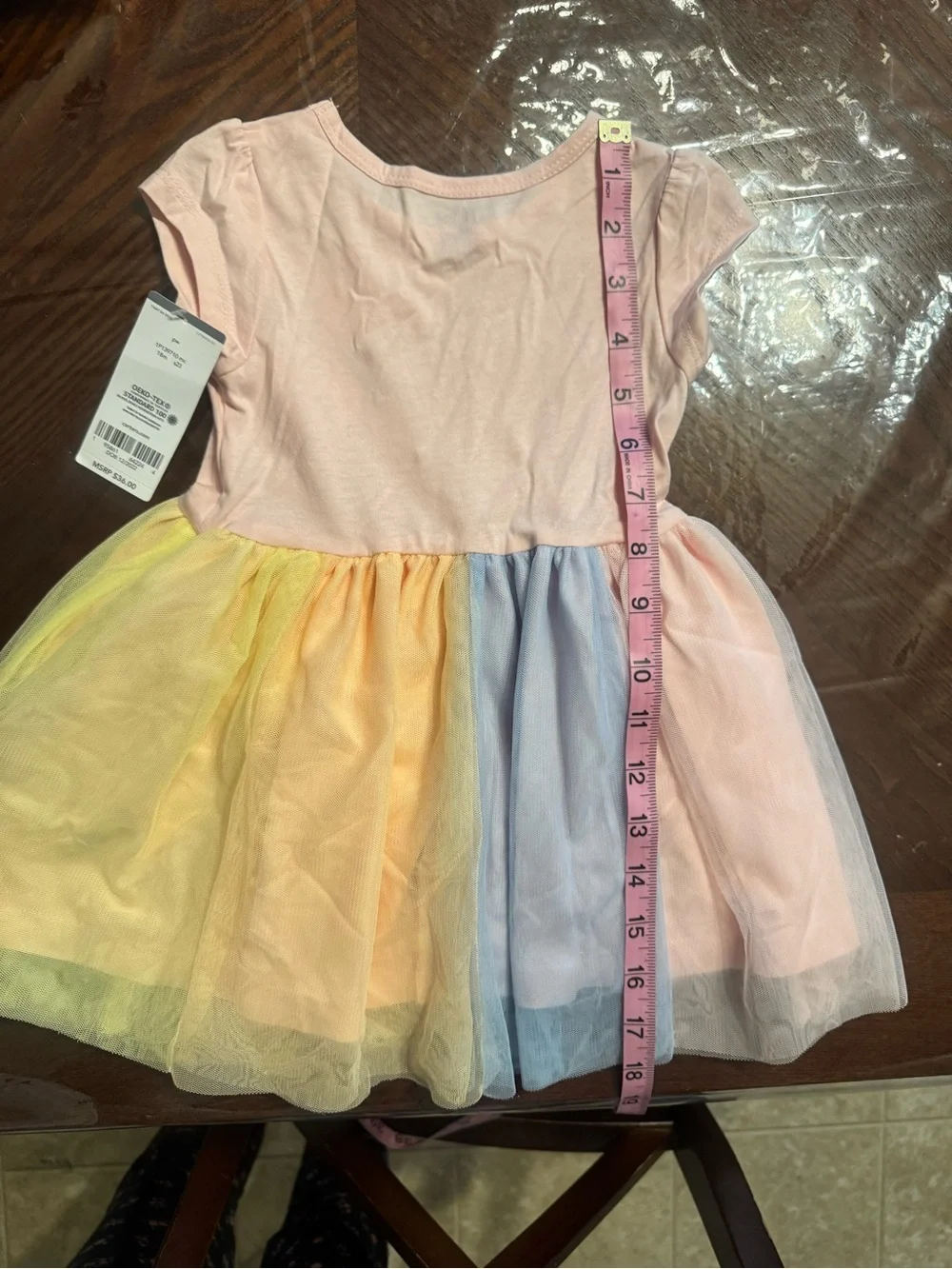 Carter's Pink Bodice Pastel Rainbow Tulle Skirt Dress